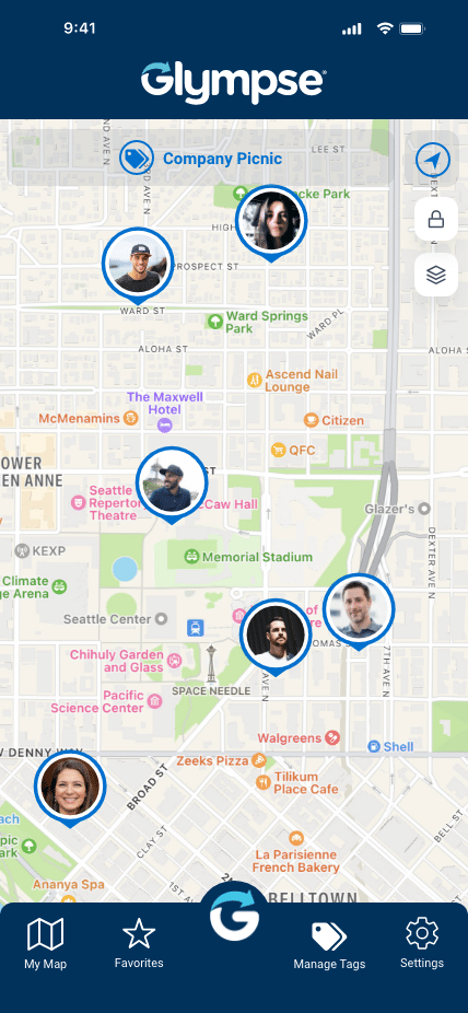 A public tag example in the Glympse app